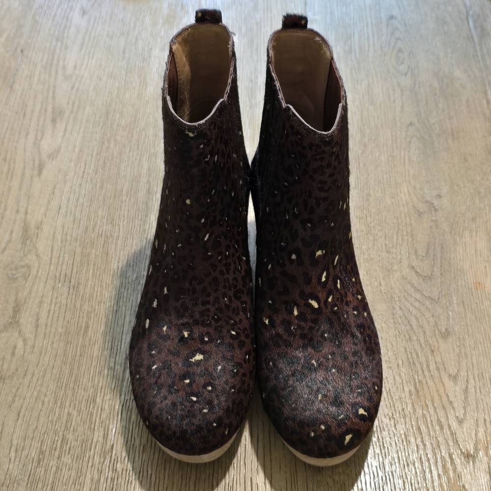 Madewell The Clog Boot sz 8 Painted‎ Leopard Calf Hair Ankle Bootie Womens NEW
